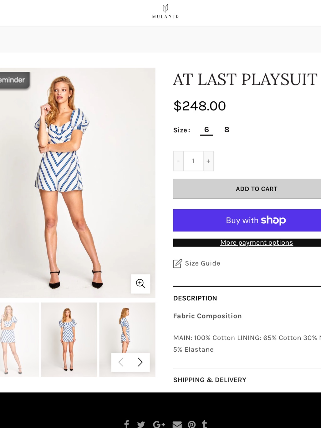 Alice Mccall Blue And White Striped Short Playsuit